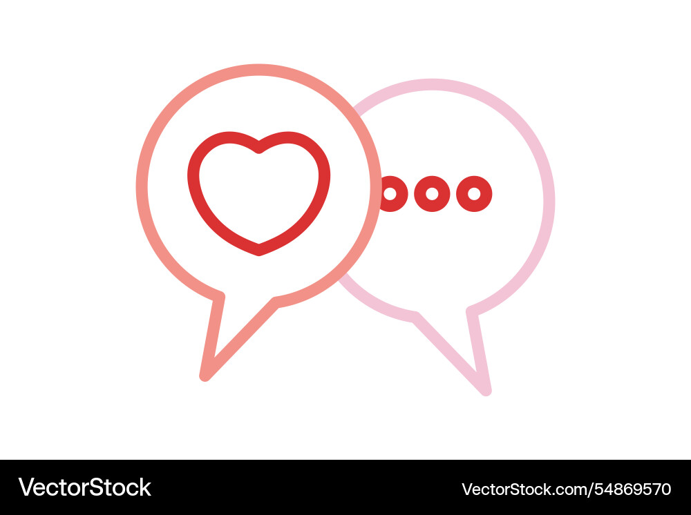 Talk icon line style with heart Talk icon line style with heart vector image
