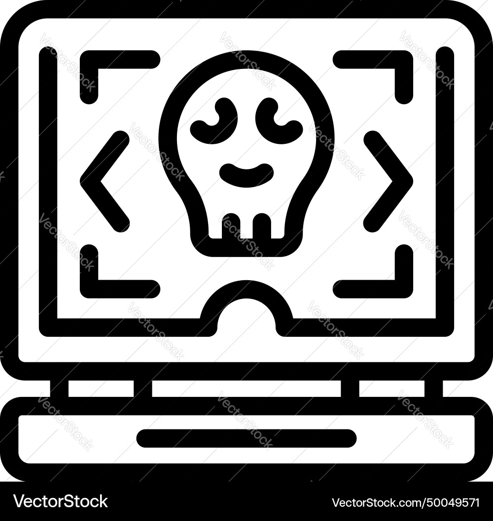 Computer hacker attack icon outline cyber Computer hacker attack icon outline cyber Vector Image