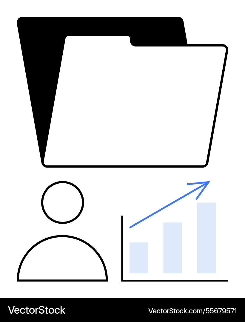 Data management concept with file folder user vector image