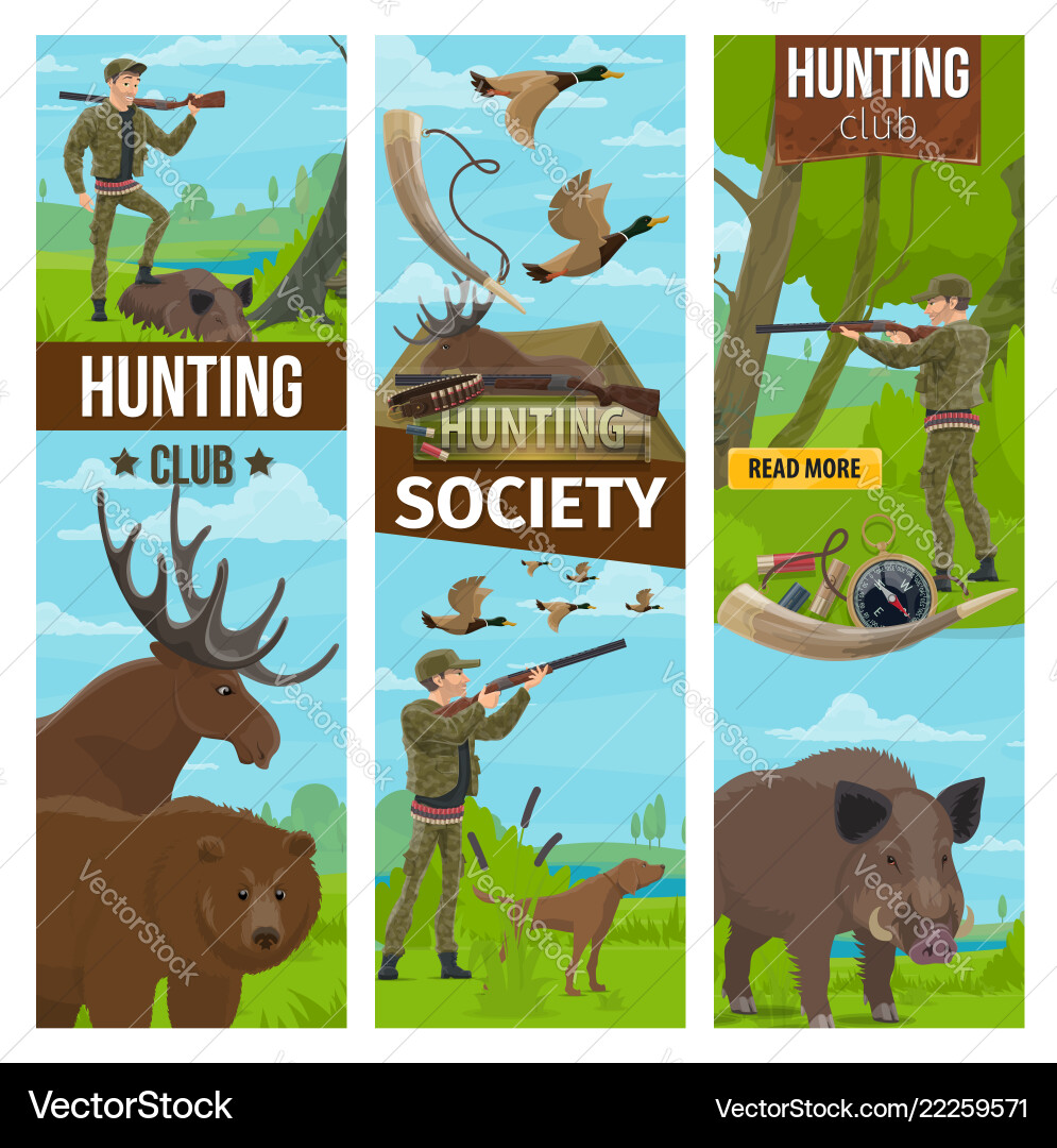 Hunting Club Animal Banners vector image
