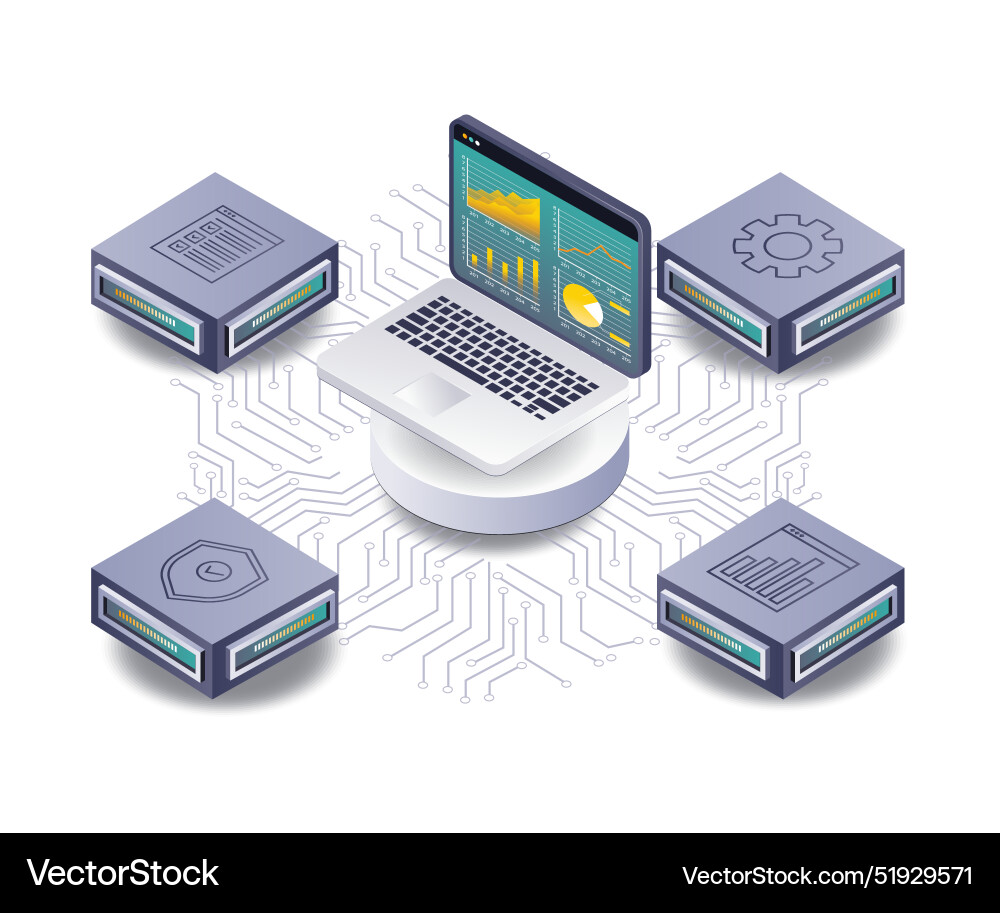 Network data analysis for business server Network data analysis for business server vector image