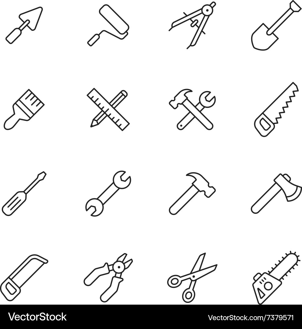 Tool Line Icons Collection vector image