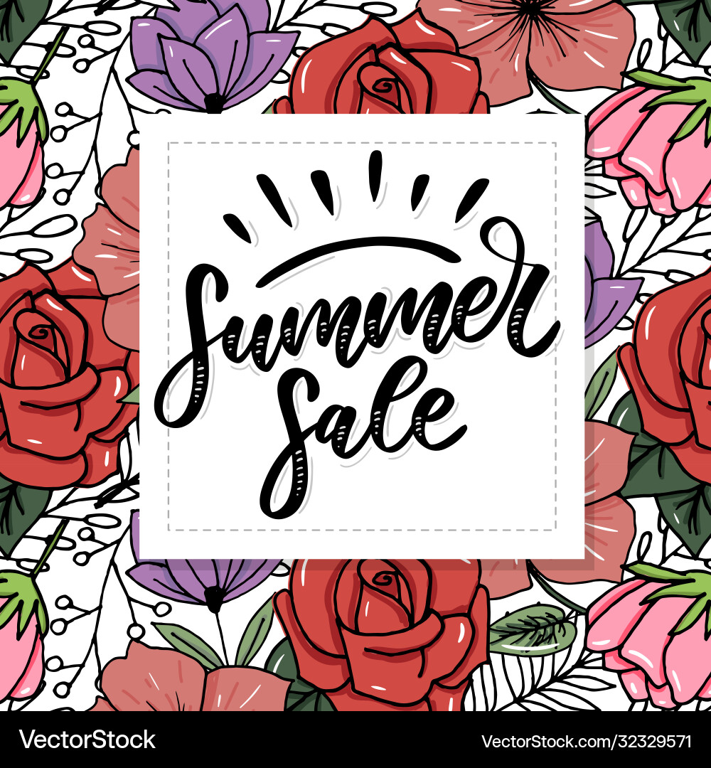 Word sale letters made flowers and leaves vector image