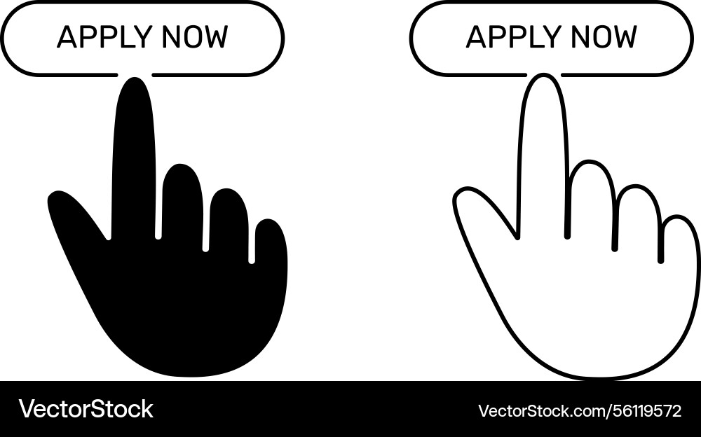 Index finger line icon hand cursor click set Index finger line icon hand cursor click set vector image