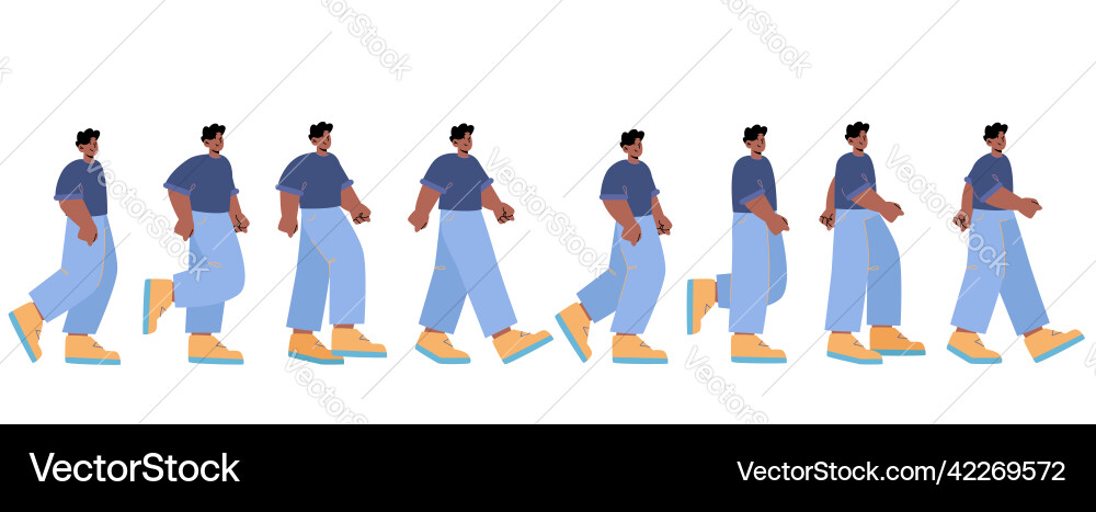 Man walk Animation Sequenzrahmen für Spielblatt Vektorbild