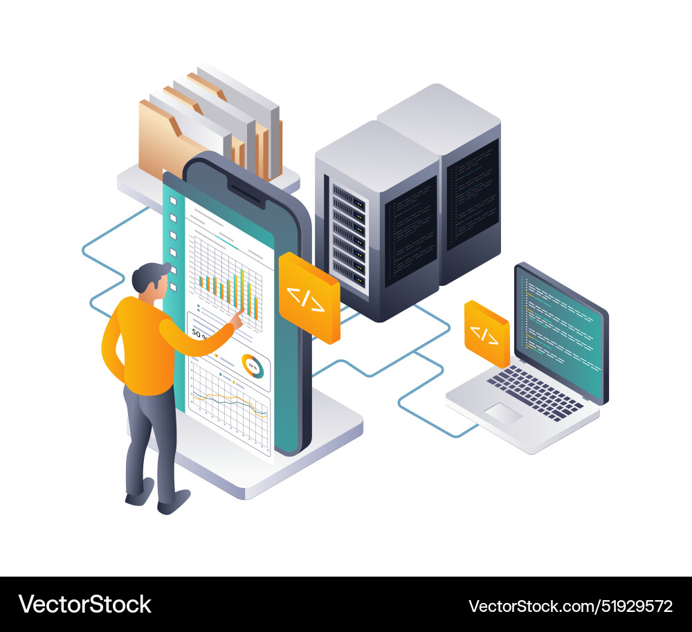 Network data analysis for server development Network data analysis for server development vector image