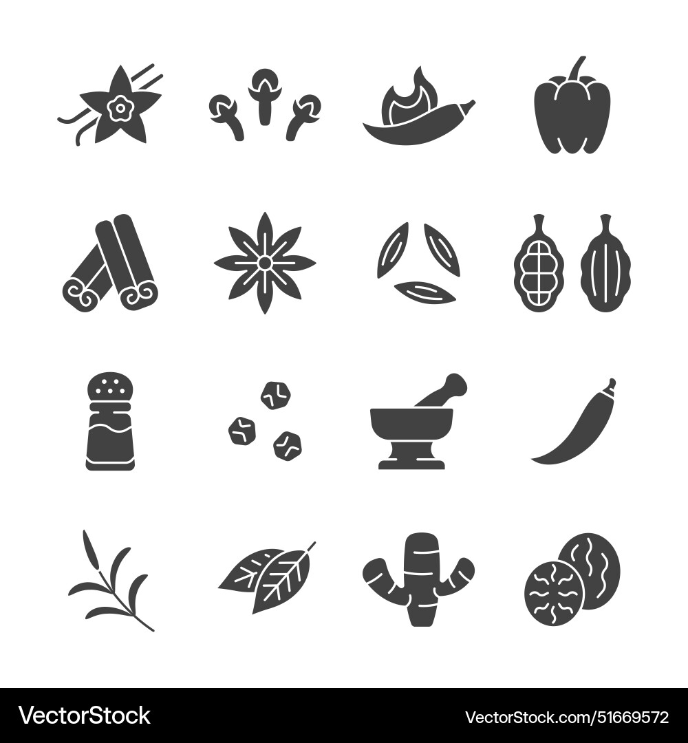Spice and seasoning glyph icon set collection – Royalty-Free Vector ...