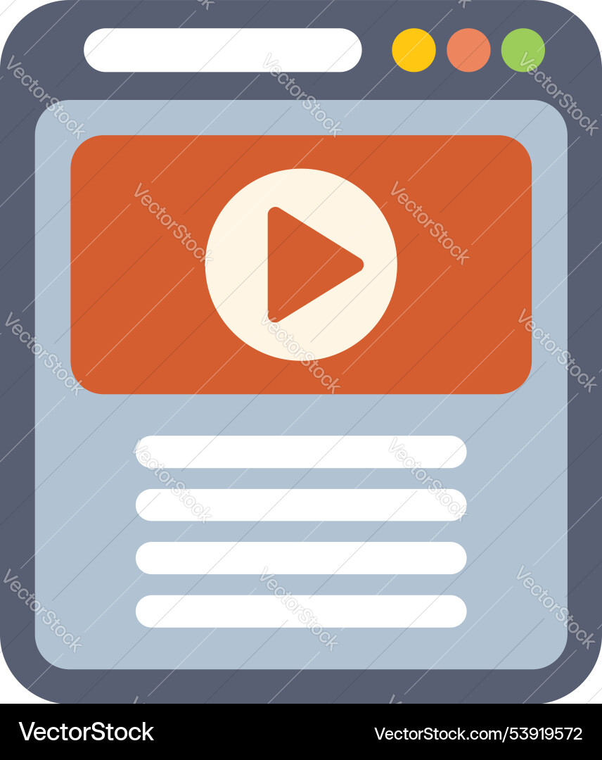 Webpage displaying video streaming platform vector image
