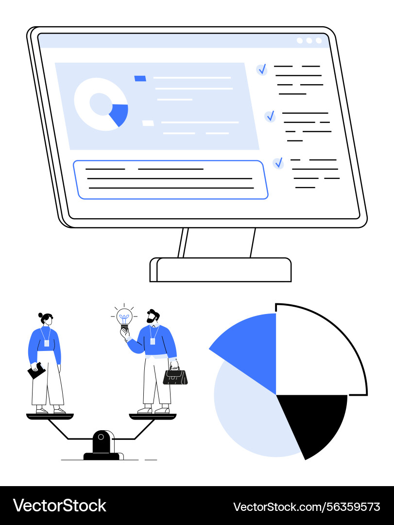 Business analysis with balanced teamwork and data Vector Image