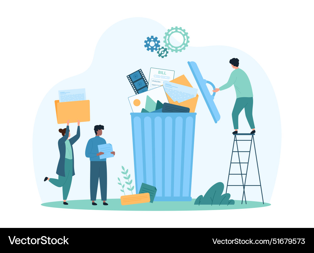 Delete trash data memory cleaning process tiny Delete trash data memory cleaning process tiny vector image