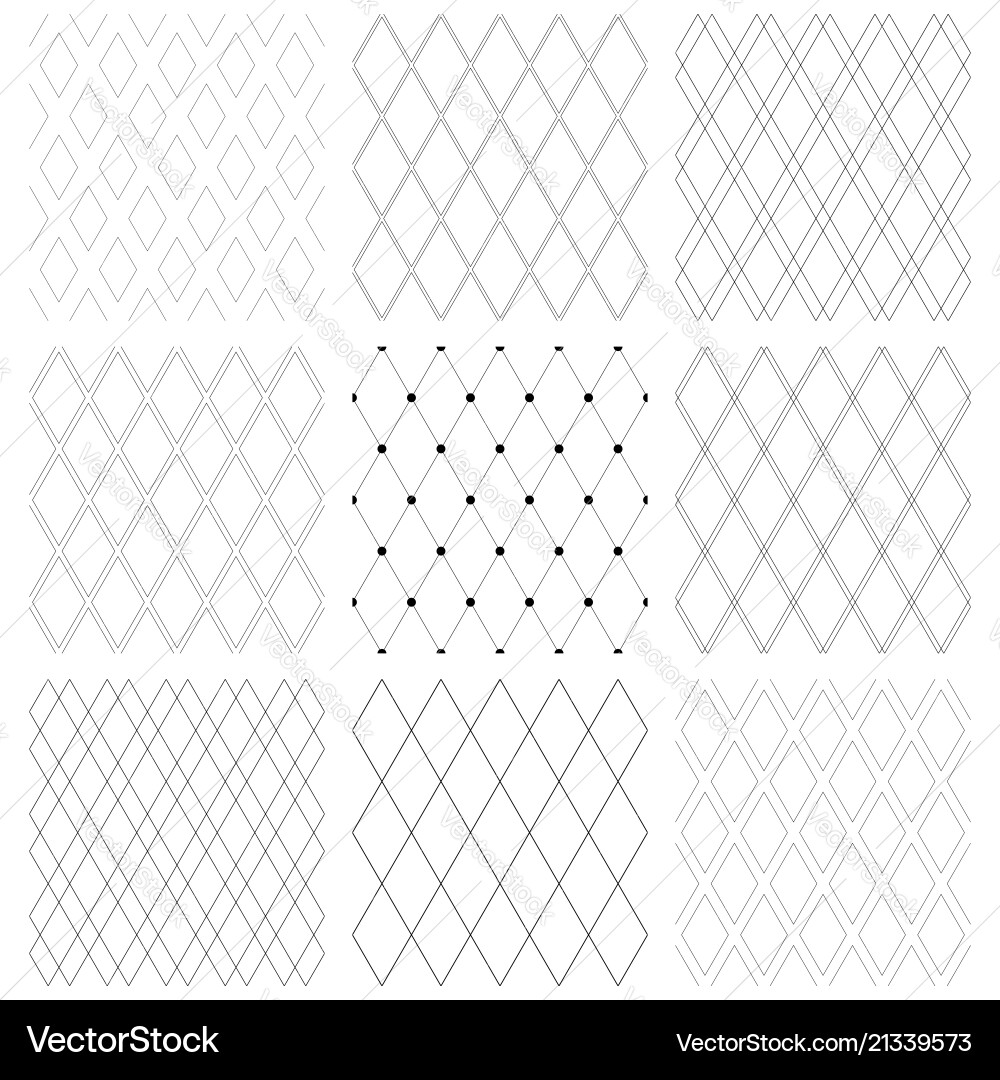 Diamond Lattice Pattern Set vector image