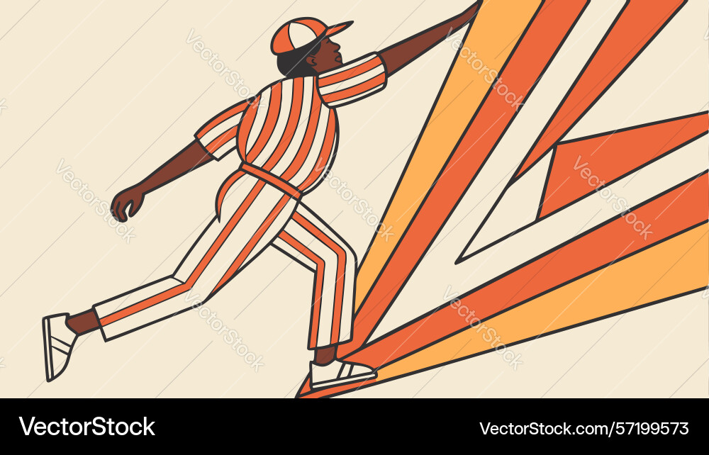 Dynamic baseball player in action design vector image