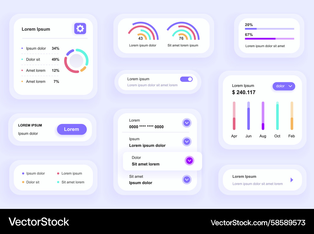 Gui elements for business analytics mobile app Gui elements for business analytics mobile app Vector Image