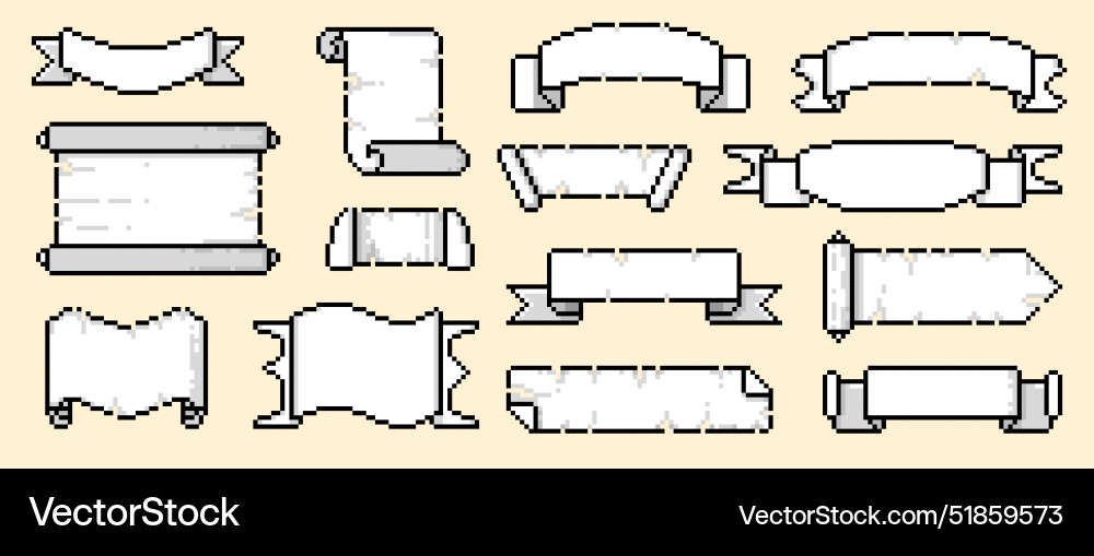 Pixel scroll frame retro video game asset Pixel scroll frame retro video game asset vector image
