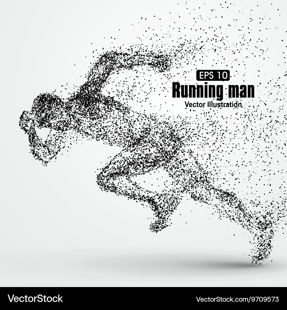 Running man particle divergent composition vector image