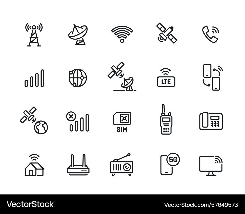 Set of line icon related to communications simple Set of line icon related to communications simple vector image