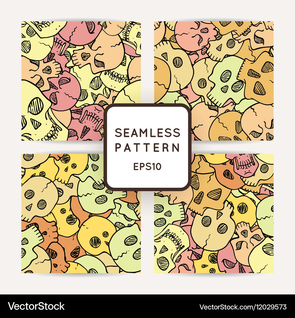 Set of seamless pattern with random skulls Vector Image