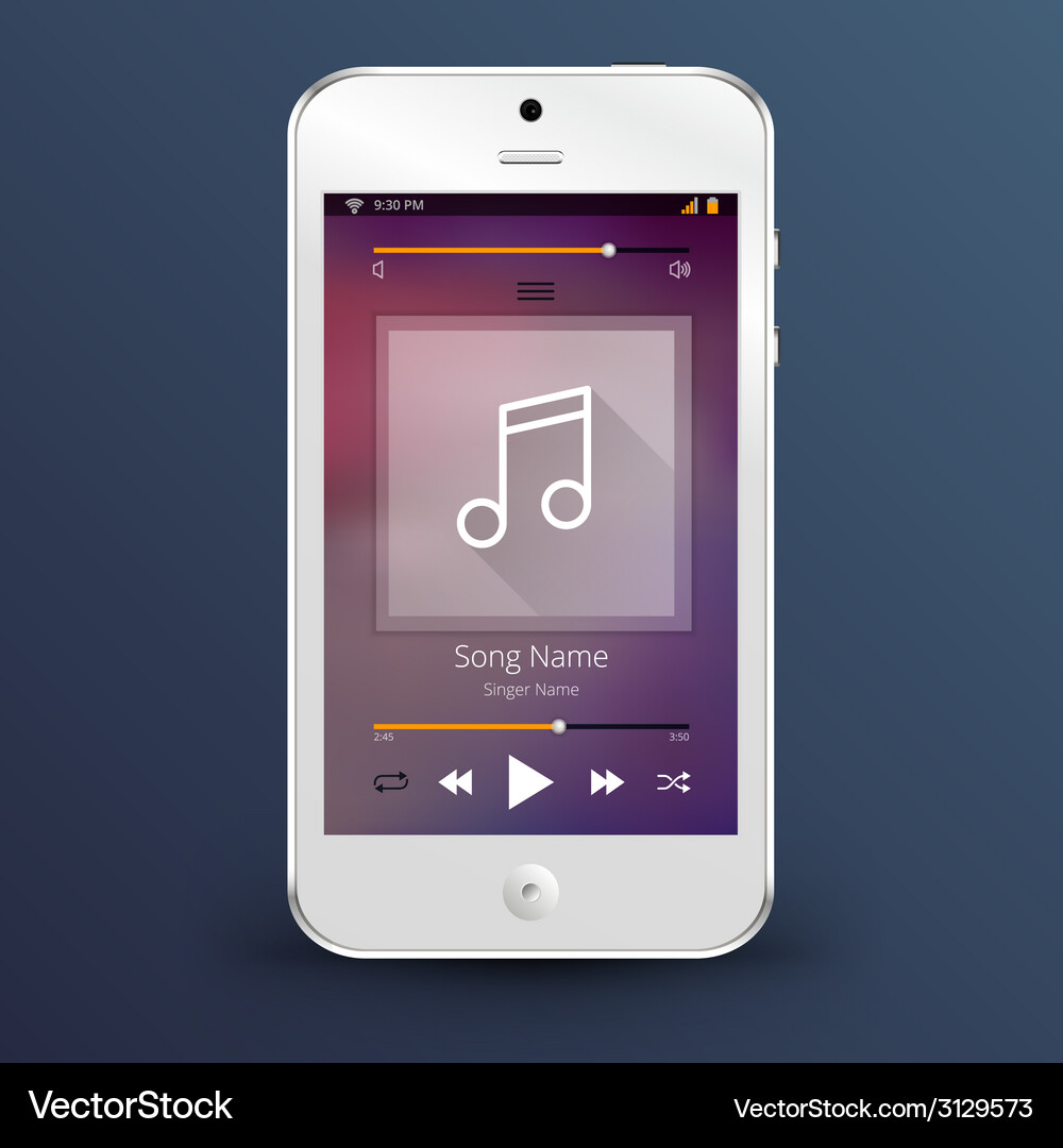 Smartphone with music player application Vector Image