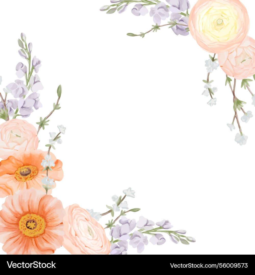 Spring square frame border corner bouquets from Spring square frame border corner bouquets from vector image
