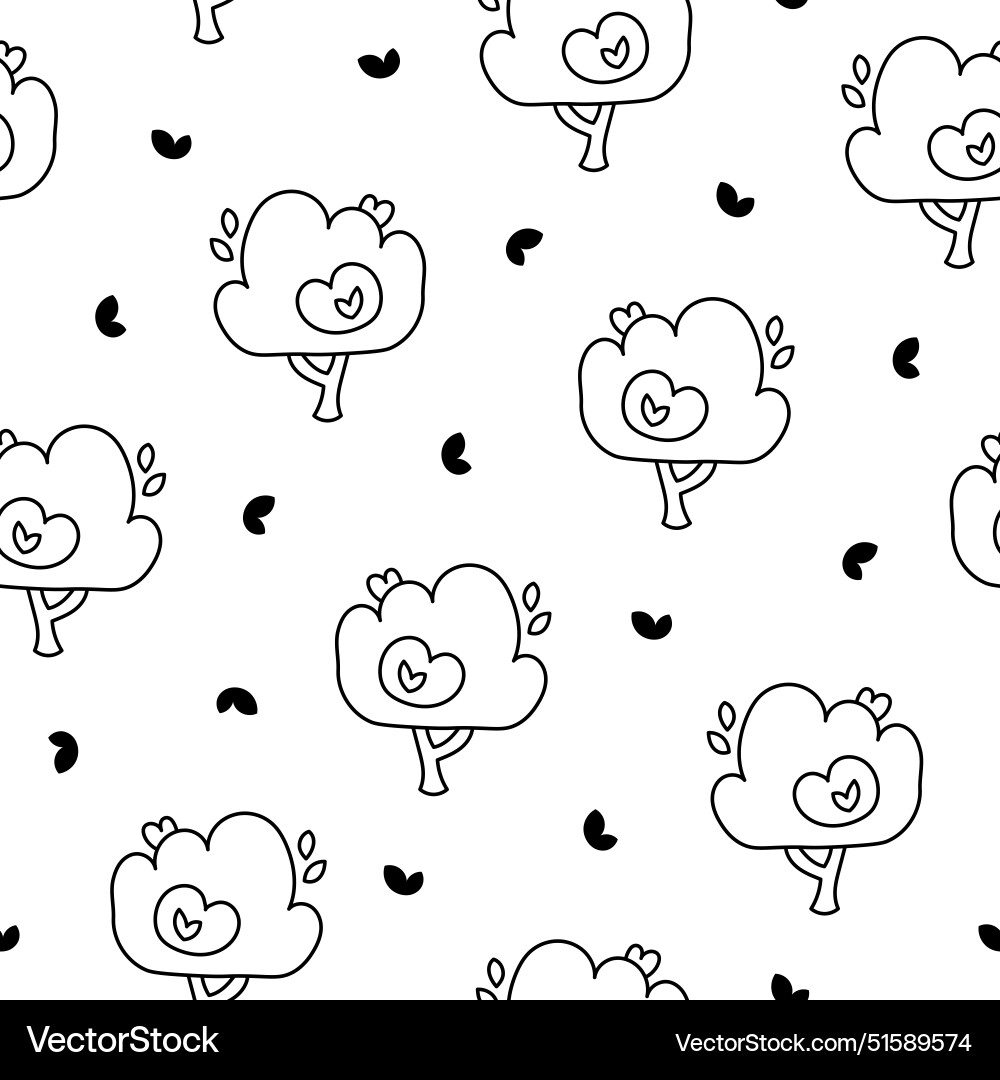 Deciduous tree seamless pattern coloring page Deciduous tree seamless pattern coloring page vector image