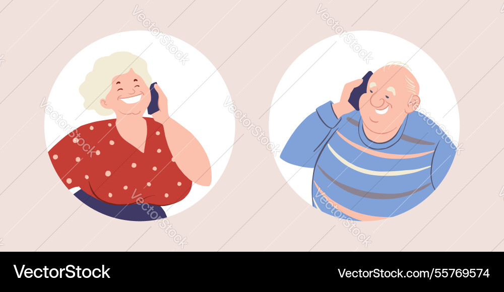 Elderly people talking with smartphones senior Elderly people talking with smartphones senior vector image