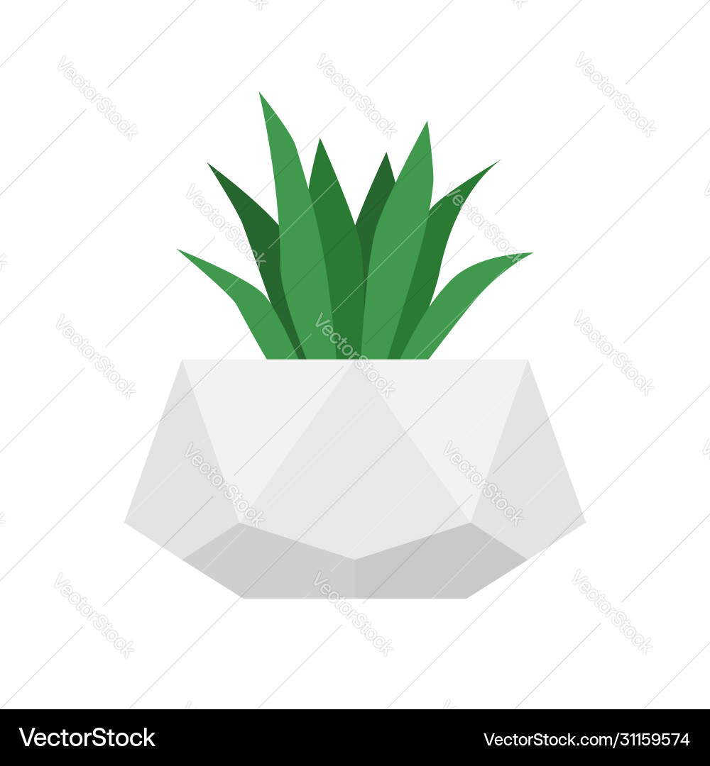 Flower in trendy geometric concrete pot Flower in trendy geometric concrete pot vector image