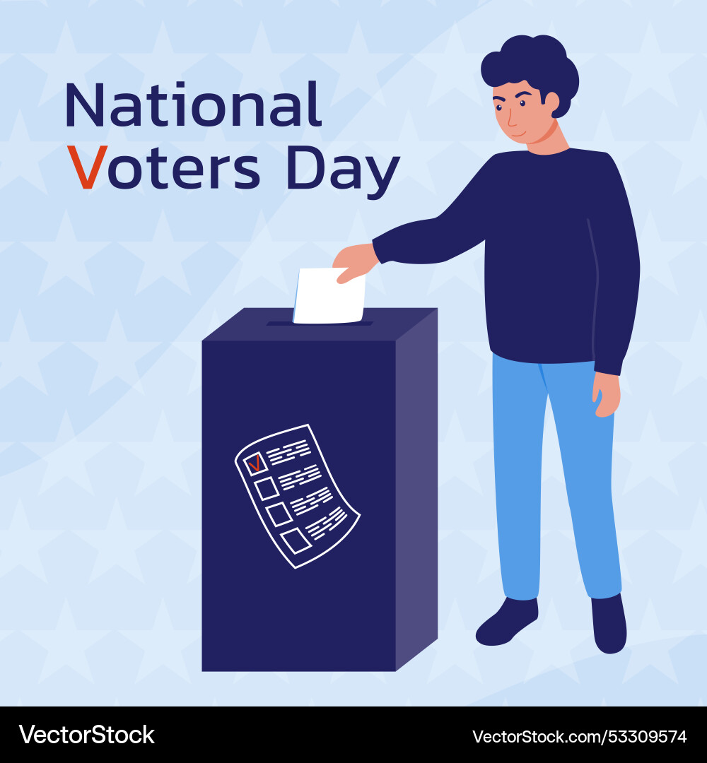 Man throws a ballot into the voting box Vector Image