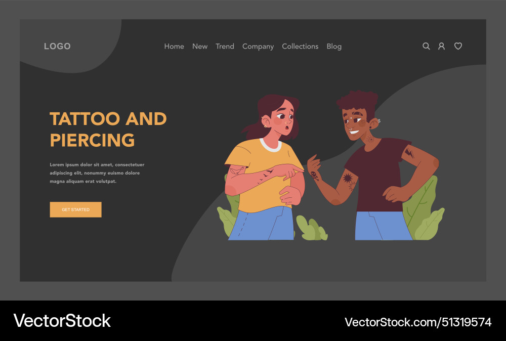 Tattoo and piercing concept flat Royalty Free Vector Image