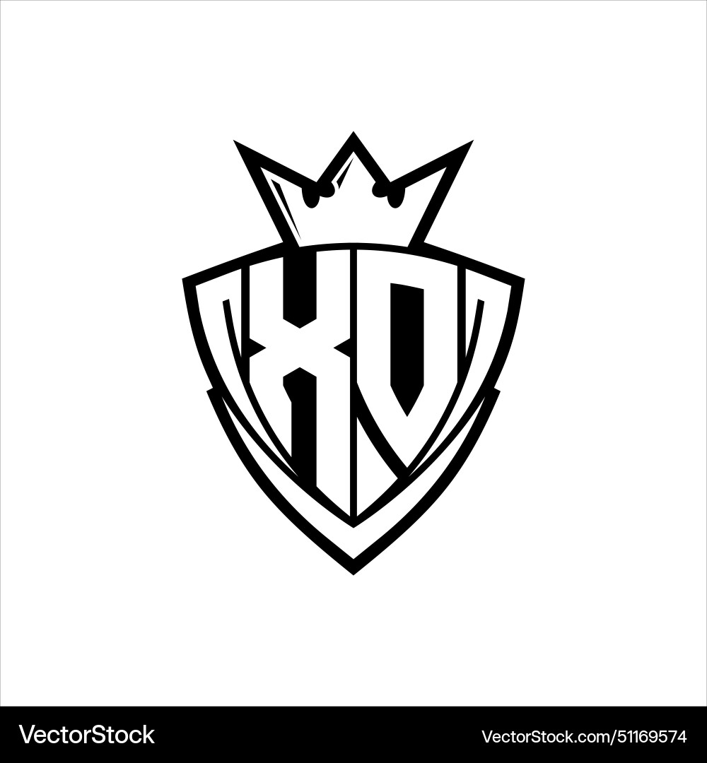 Xo letter logo with sharp triangle shield shape Xo letter logo with sharp triangle shield shape Vector Image