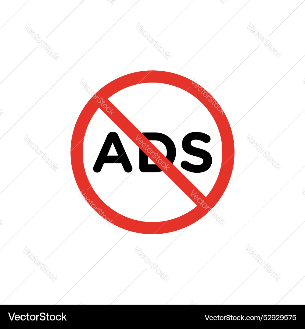 Ad blocker icon set ban and stop add symbol Vector Image