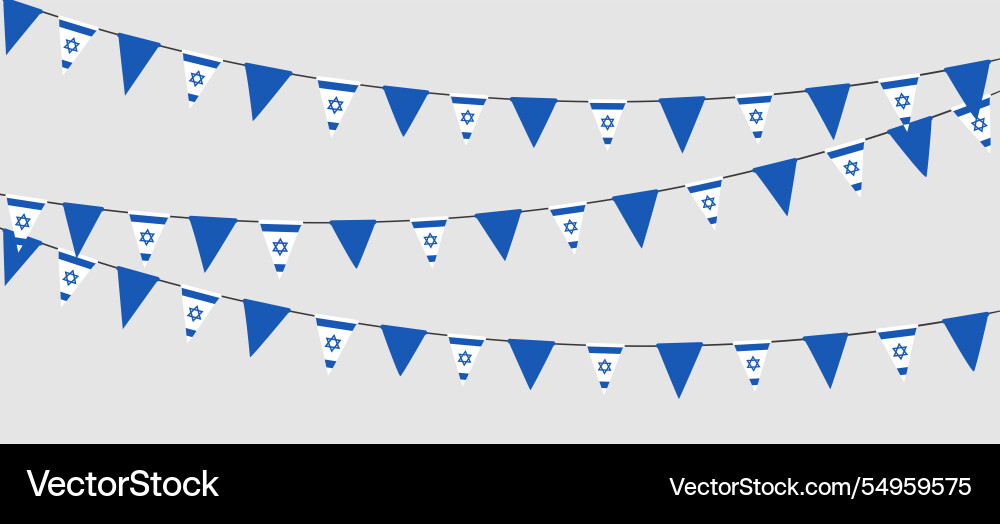 Israel flag bunting garland string of triangular Israel flag bunting garland string of triangular vector image