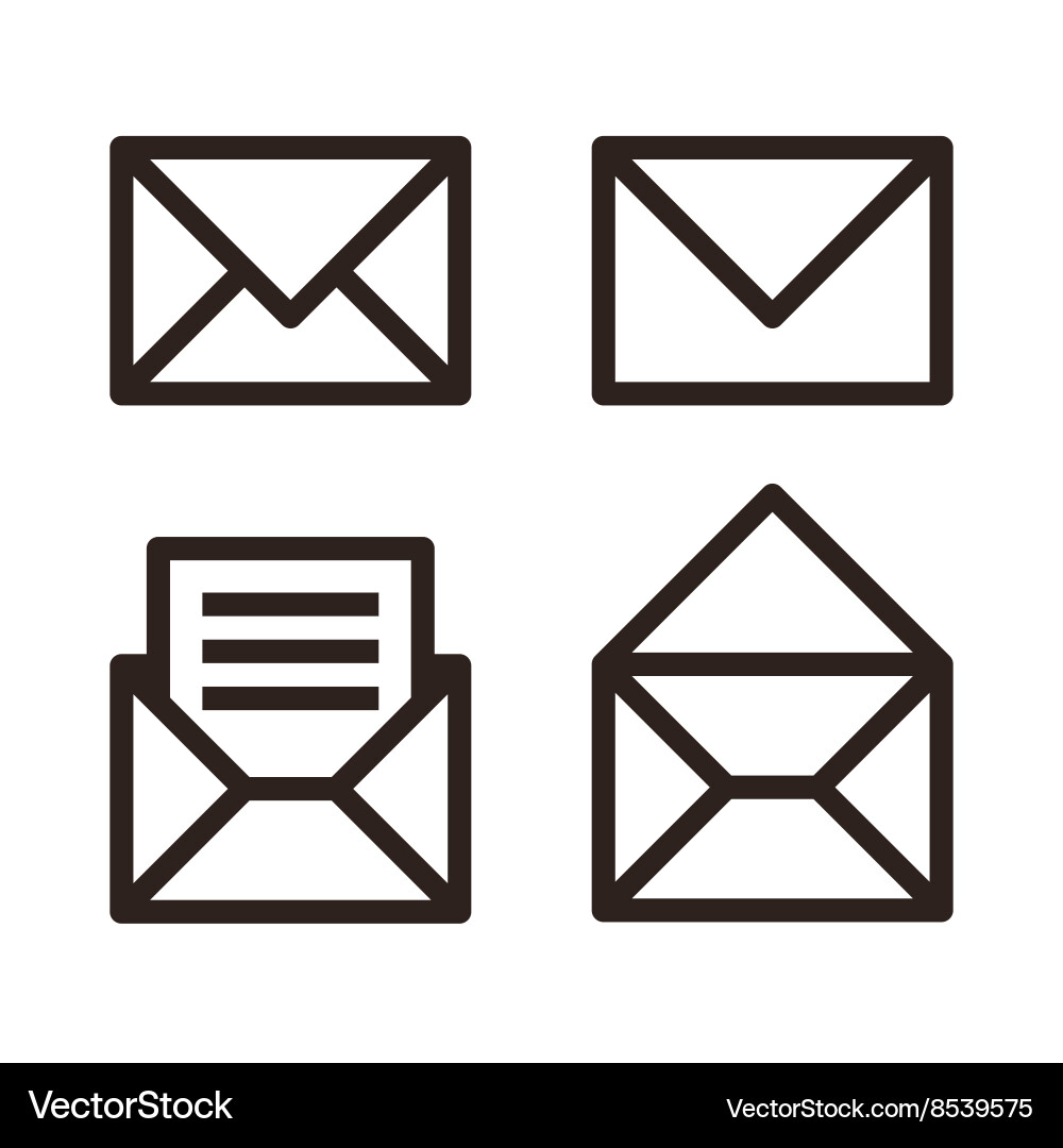 Mail Icon Set - Envelope Collection Vector Image