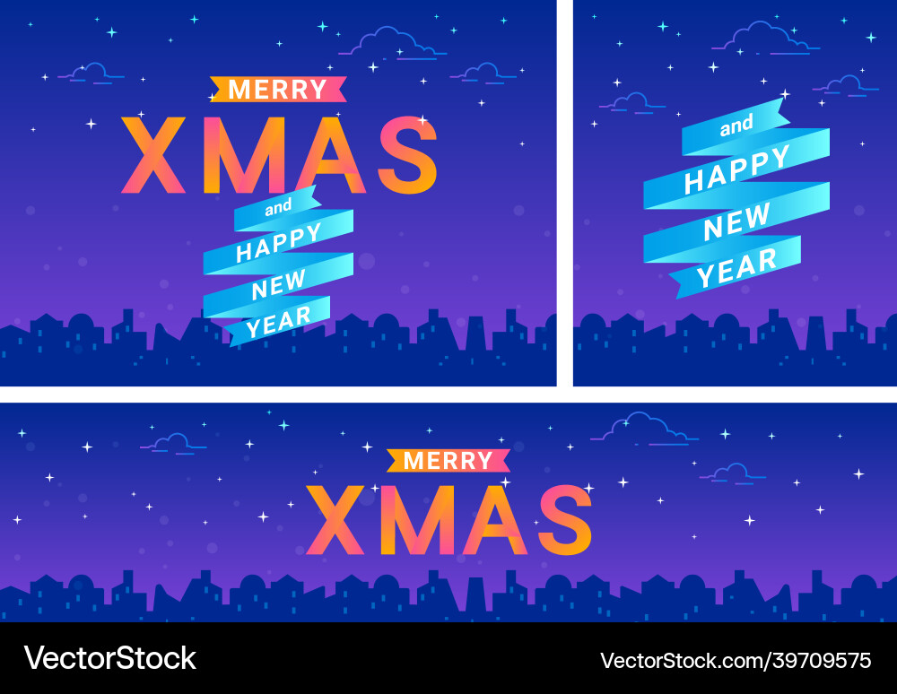 Merry xmas banners set for christmas celebration Merry xmas banners set for christmas celebration vector image