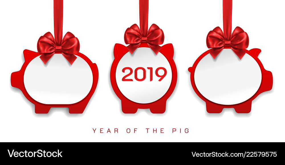 Paper pigs decorations for 2019 new year Paper pigs decorations for 2019 new year vector image
