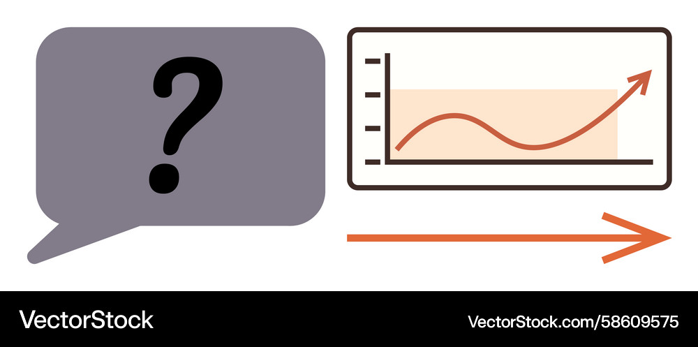 Question in speech bubble with rising graph Question in speech bubble with rising graph Vector Image