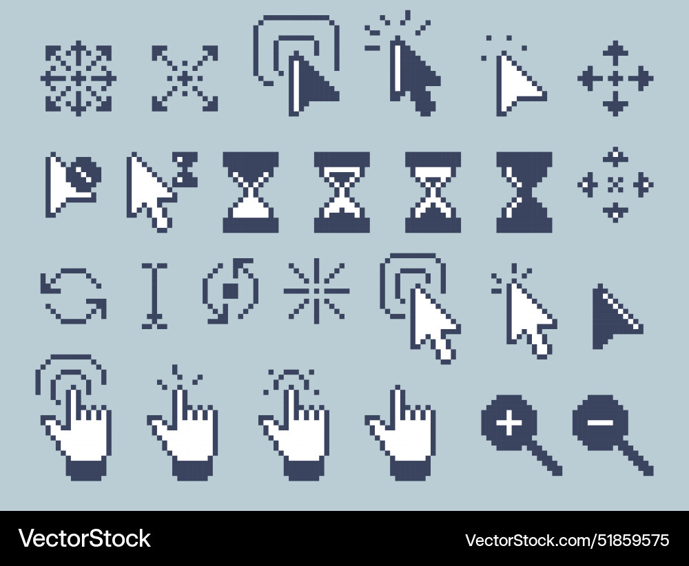 Retro cursors pointer arrow cursor hand finger Vector Image