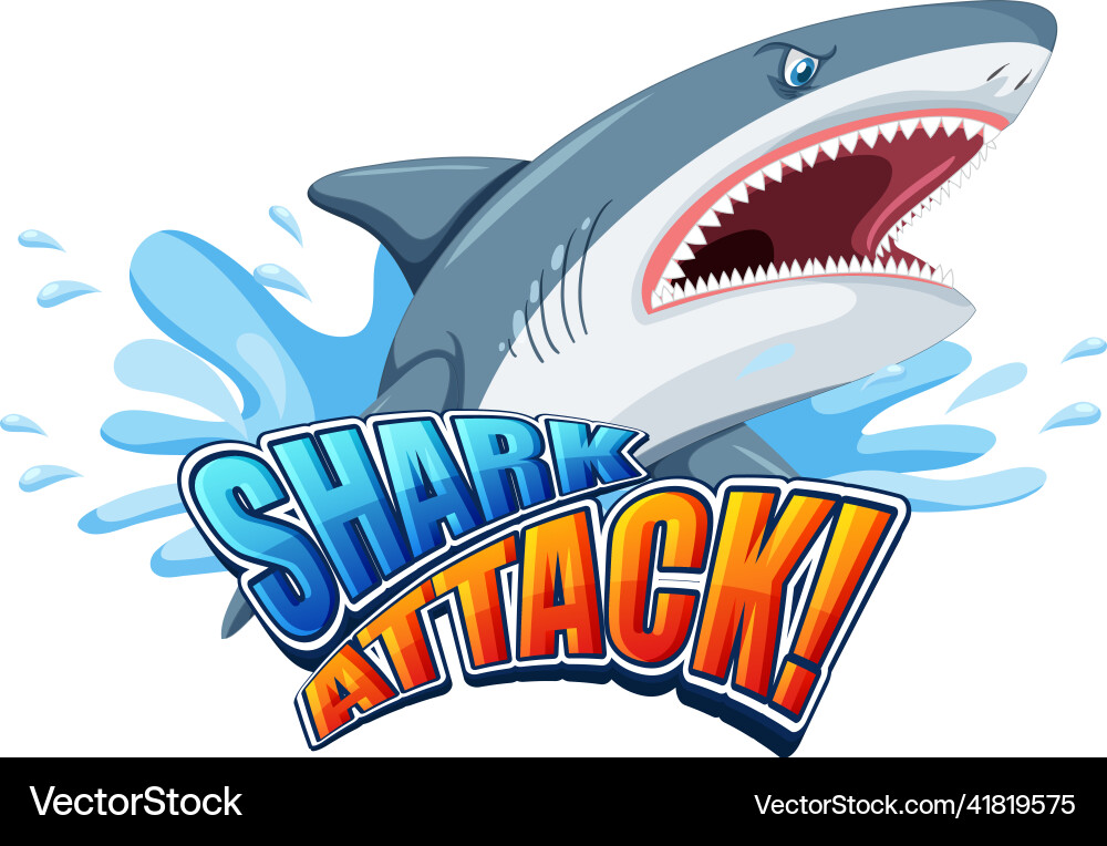 Shark attack font logo with cartoon aggressive Vector Image