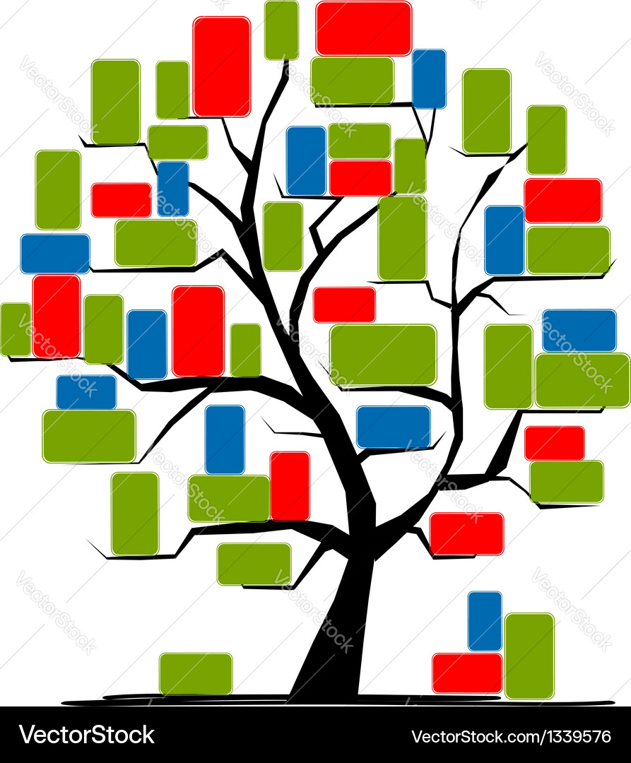 Abstract tree with colorful bricks for your design Vector Image