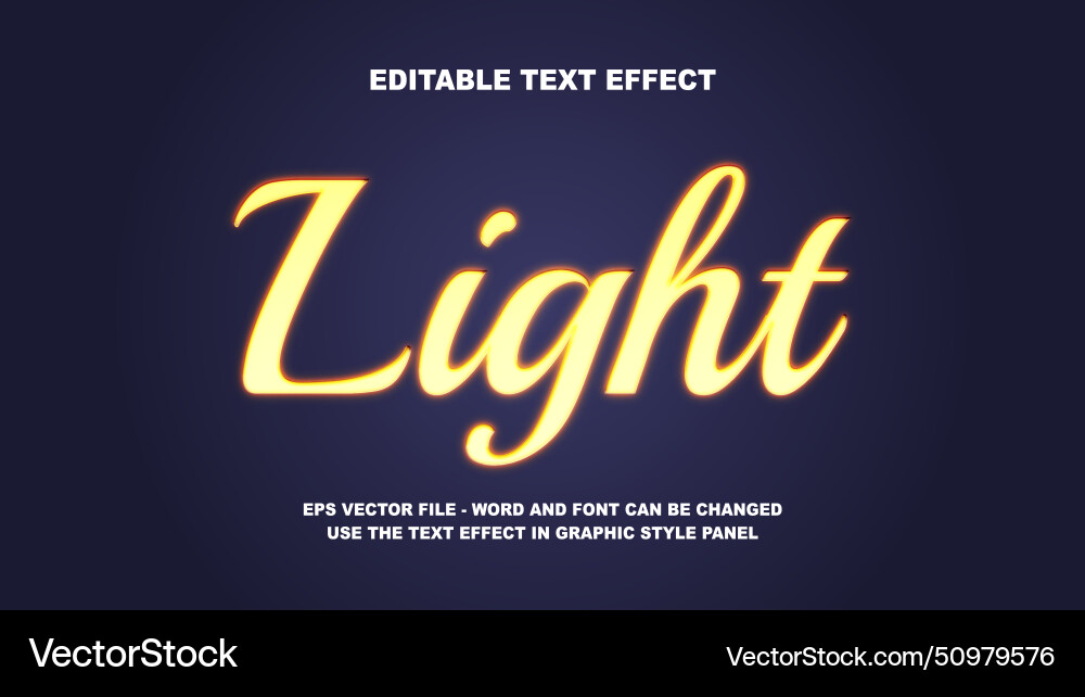 Editable text effect light 3d template Vector Image