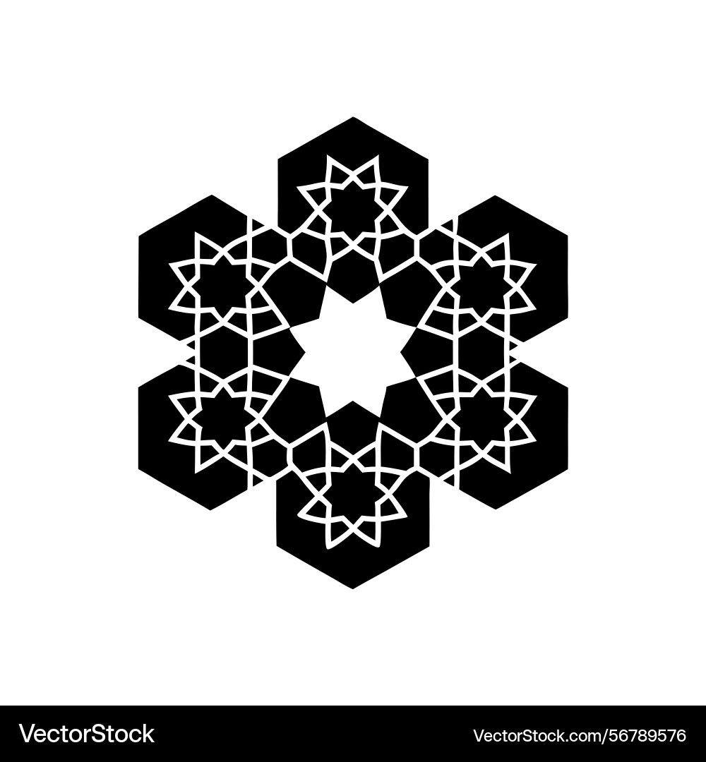Intricate geometric star pattern with hexagonal Intricate geometric star pattern with hexagonal Vector Image