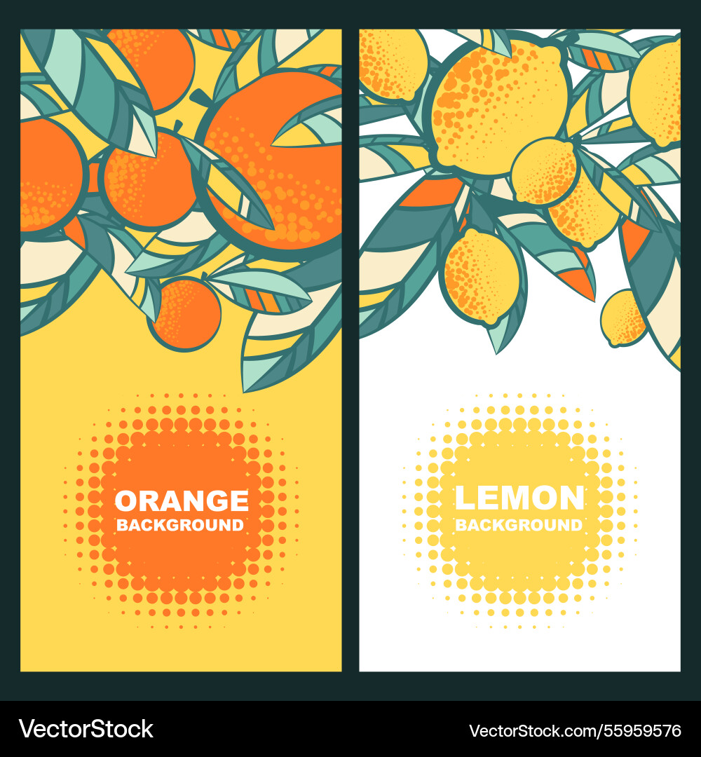Label background with lemons oranges Vector Image