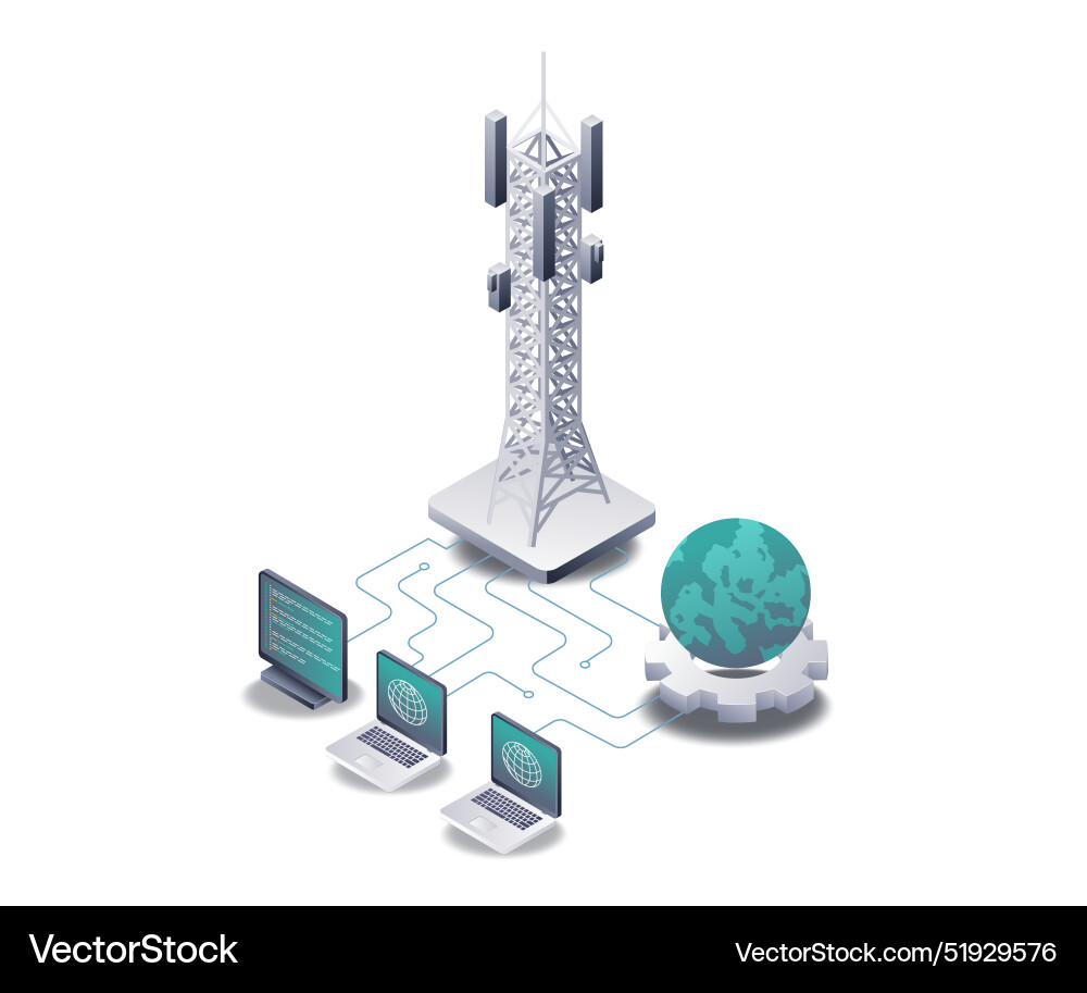 Network integration of computer towers Network integration of computer towers vector image