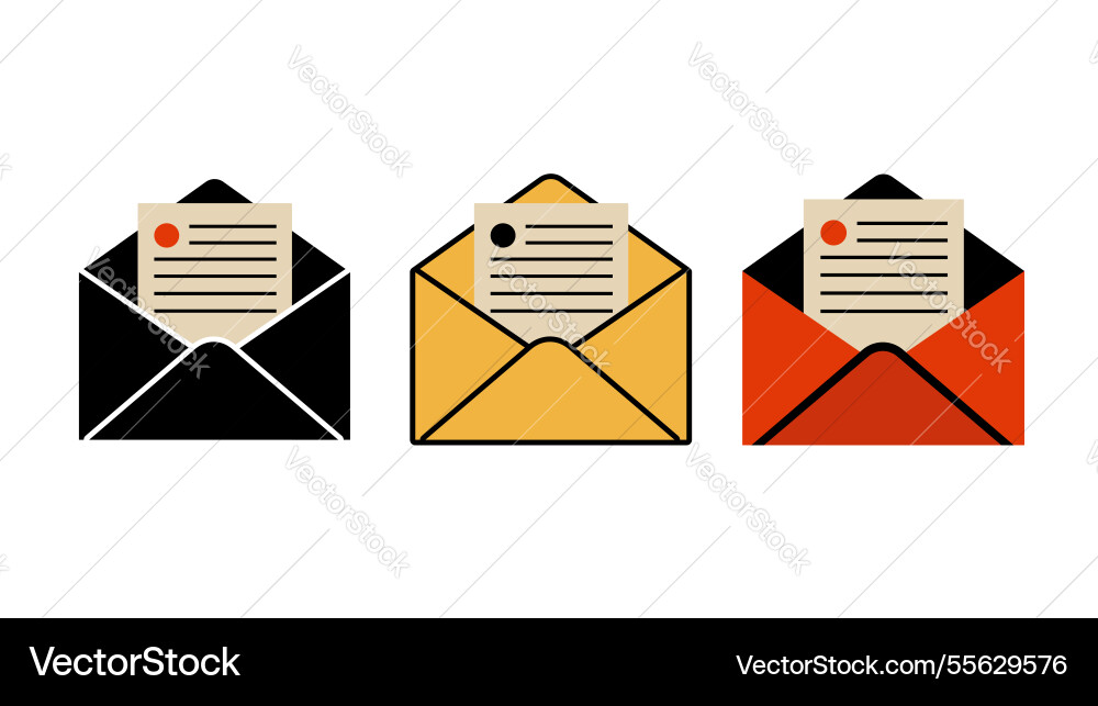 Set of envelope design - multiple color Set of envelope design - multiple color Vector Image