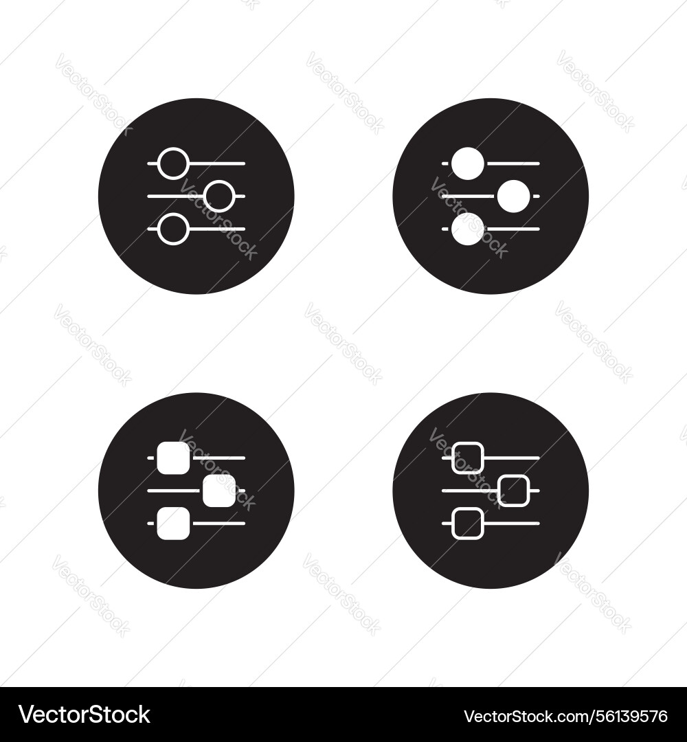 Settings icon set control equaliser Settings icon set control equaliser vector image