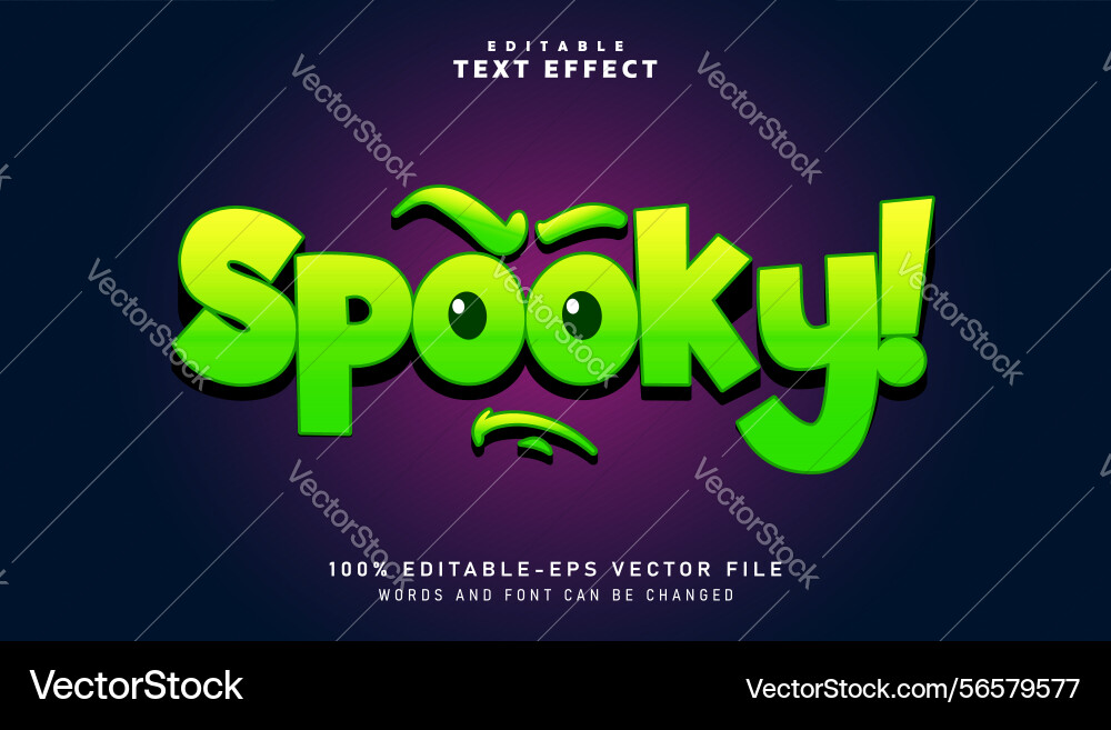 3d spooky text effect - editable Royalty Free Vector Image