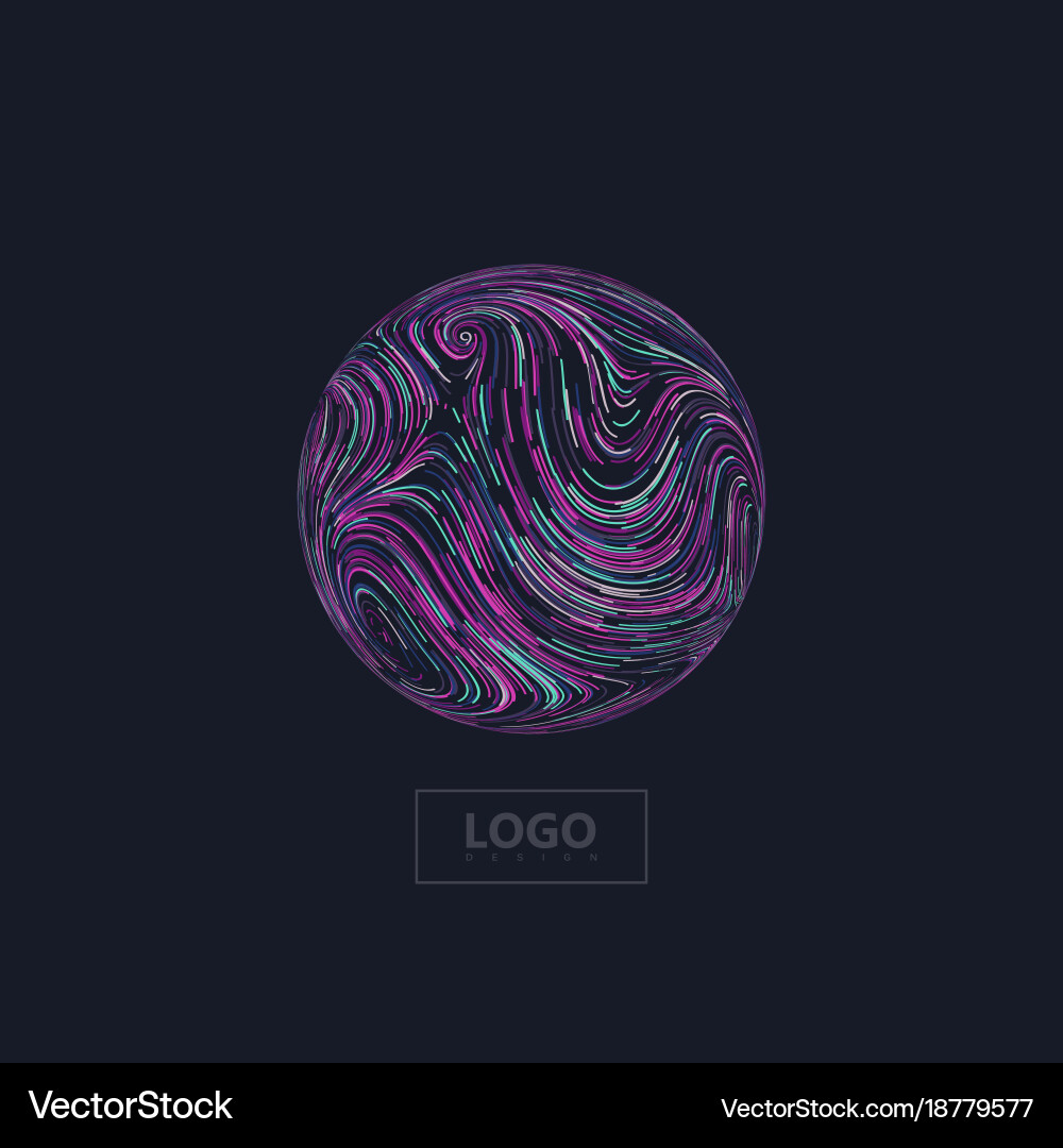 Abstract multicolored sphere with curled texture vector image