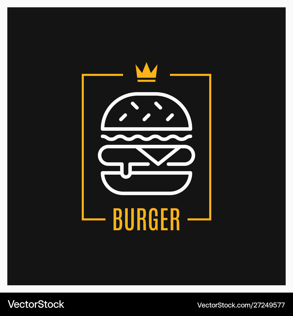 Burger Icon in Frame - Linear Style vector image