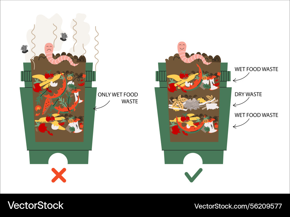 Composting guide showing incorrect Vector Image
