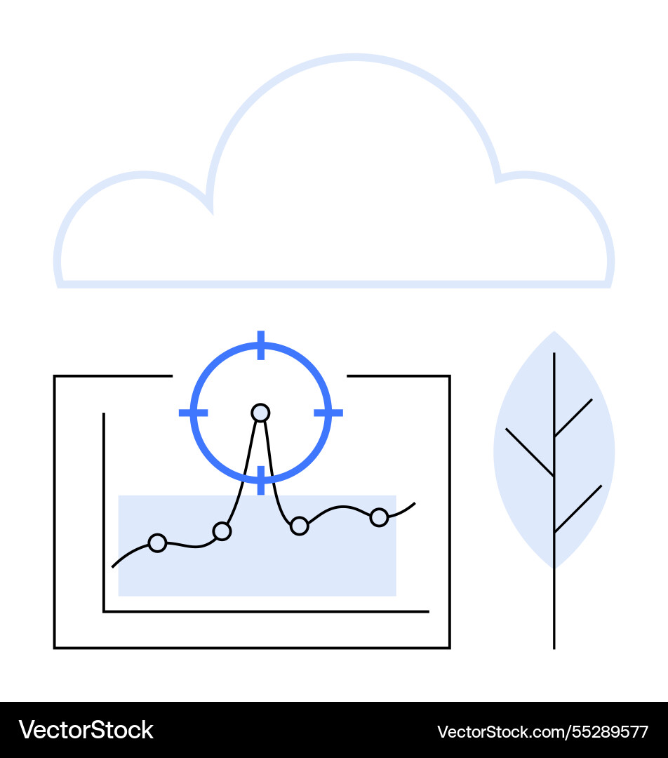 Data analysis with cloud technology symbolizing Vector Image