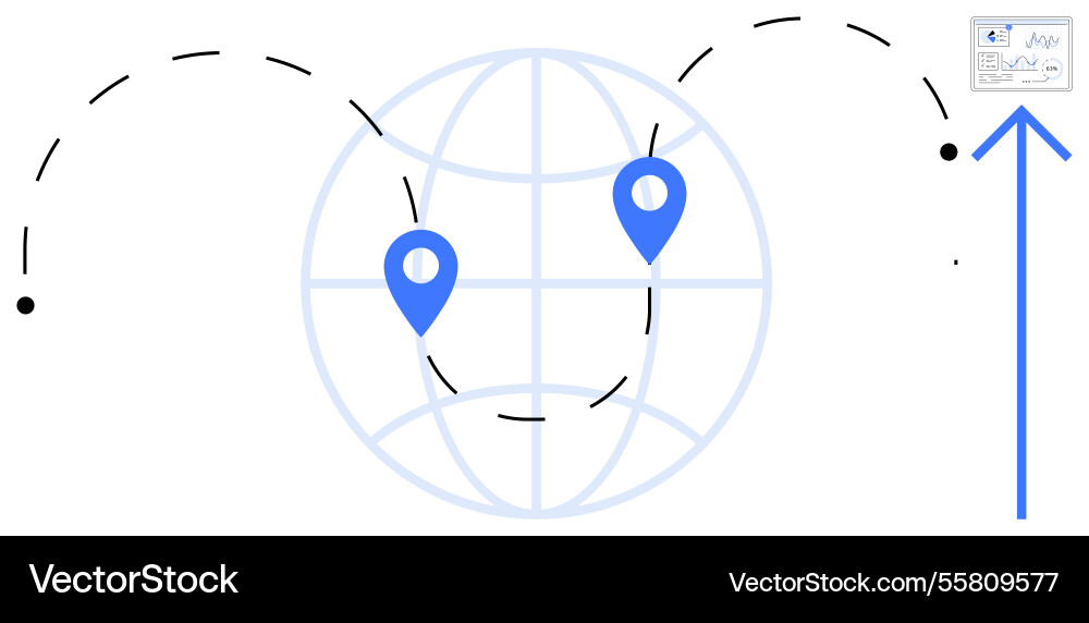 Global navigation and delivery path with blue Global navigation and delivery path with blue vector image